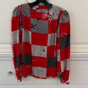 NICOLA Red and Black Patterned Blouse